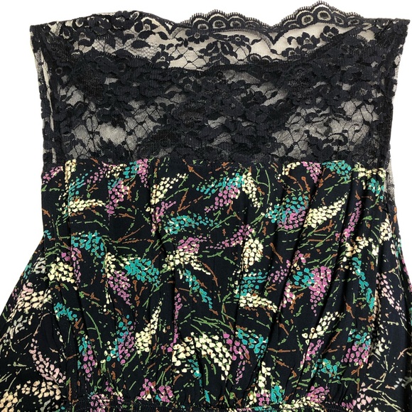 Free People Wheat Print & Lace Dress, Navy, Size S - Picture 5 of 8